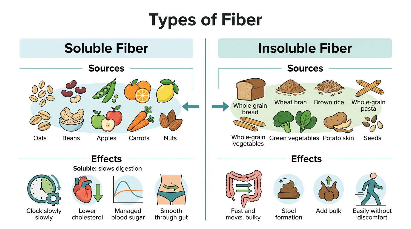 Infographic comparing soluble and insoluble fiber types